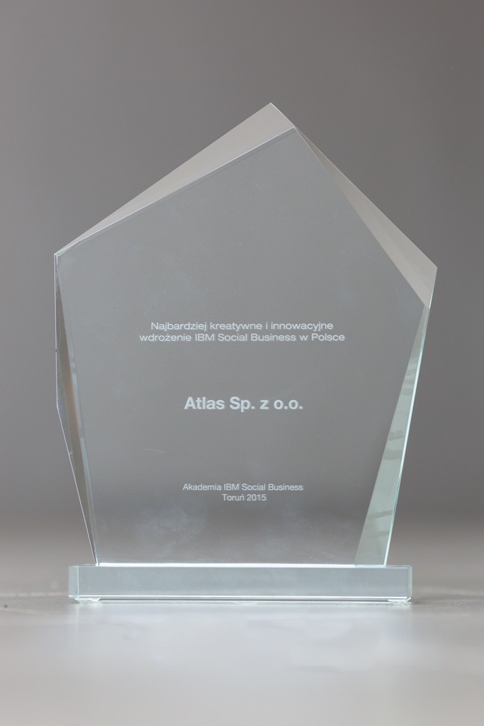 Nagroda przyznana Grupie ATLAS przez Akademię IBM -  za najbardziej kreatywne i innowacyjne wdrożenie Social Business IBM w Polsce. Fot.Darusz Kulesza
